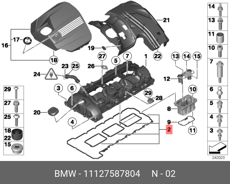 Комплект прокладок крышки клапанов - BMW 11 12 7 587 804