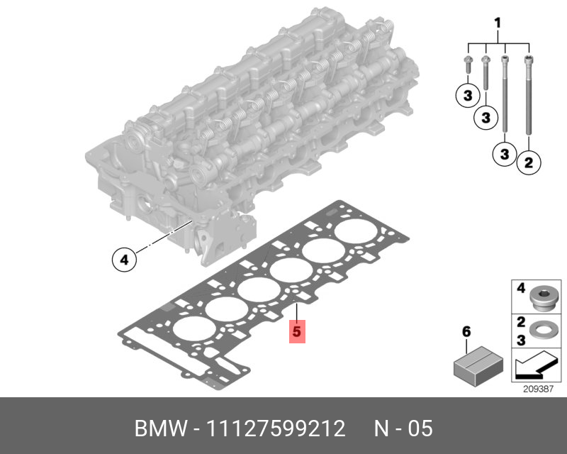 Прокладка головки блока цилиндров - BMW 11 12 7 599 212