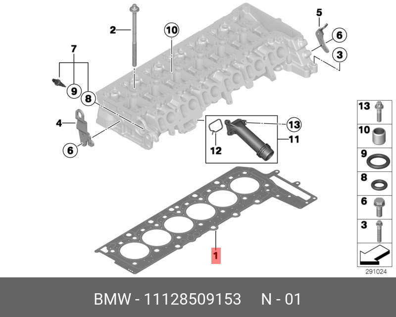 Прокладка головки блока цилиндров - BMW 11 12 8 509 153