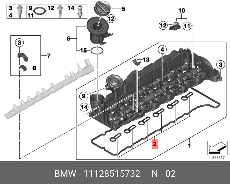 Комплект прокладок головки блока цилиндров - BMW 11 12 8 515 732