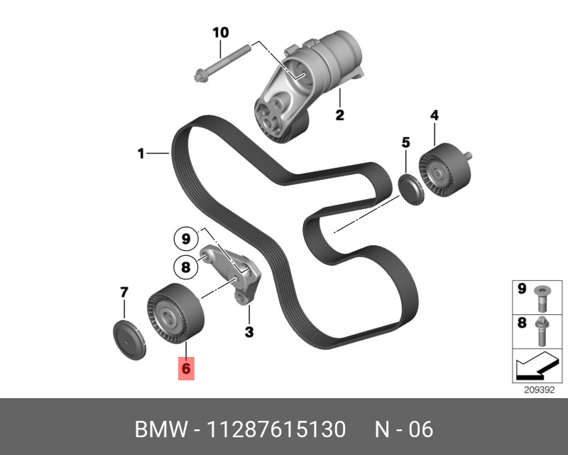 Ролик промежуточный навесного оборудования - BMW 11 28 7 615 130