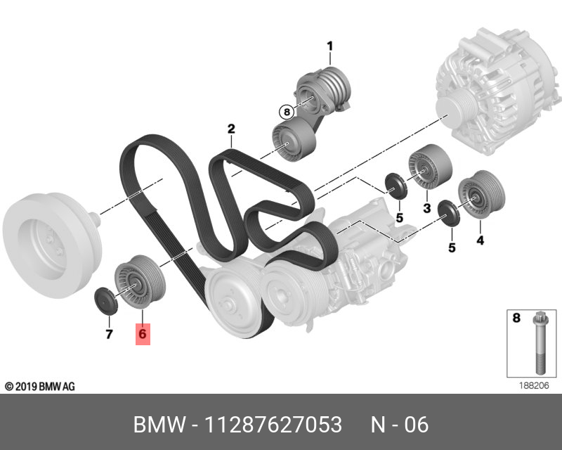 Ролик обводной навесного оборудования - BMW 11 28 7 627 053