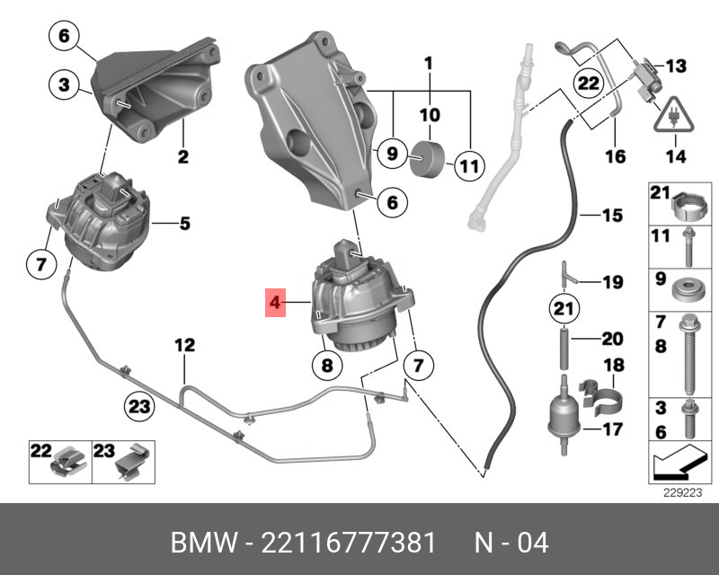 Подушка двигателя - BMW 22 11 6 777 381