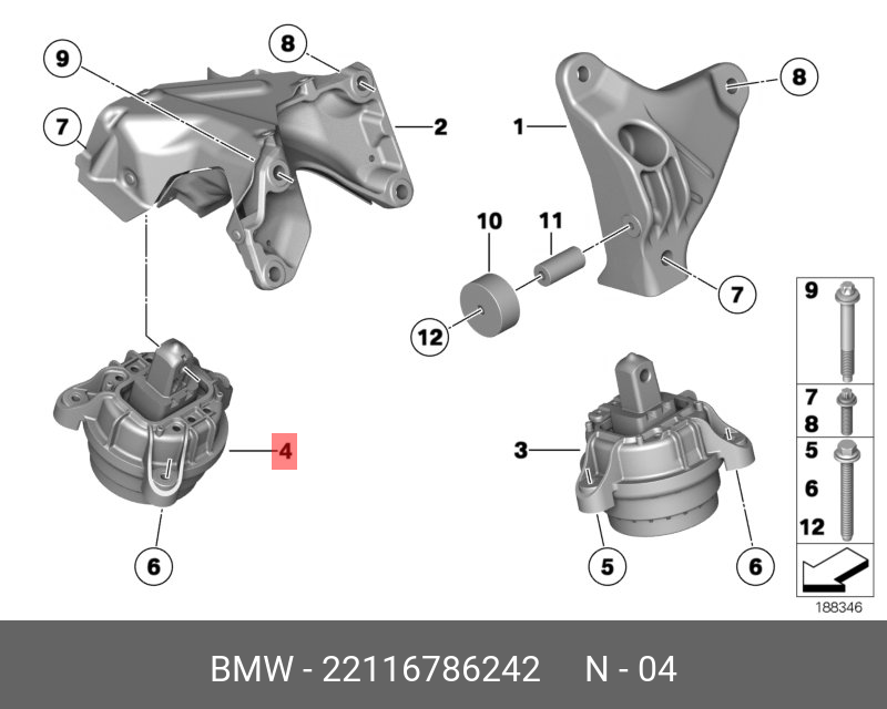 Подушка двигателя - BMW 22 11 6 786 242