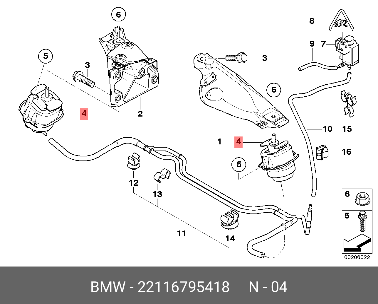 Резинометаллический шарнир - BMW 22 11 6 795 418
