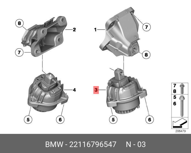 Подушка двигателя * - BMW 22 11 6 796 547