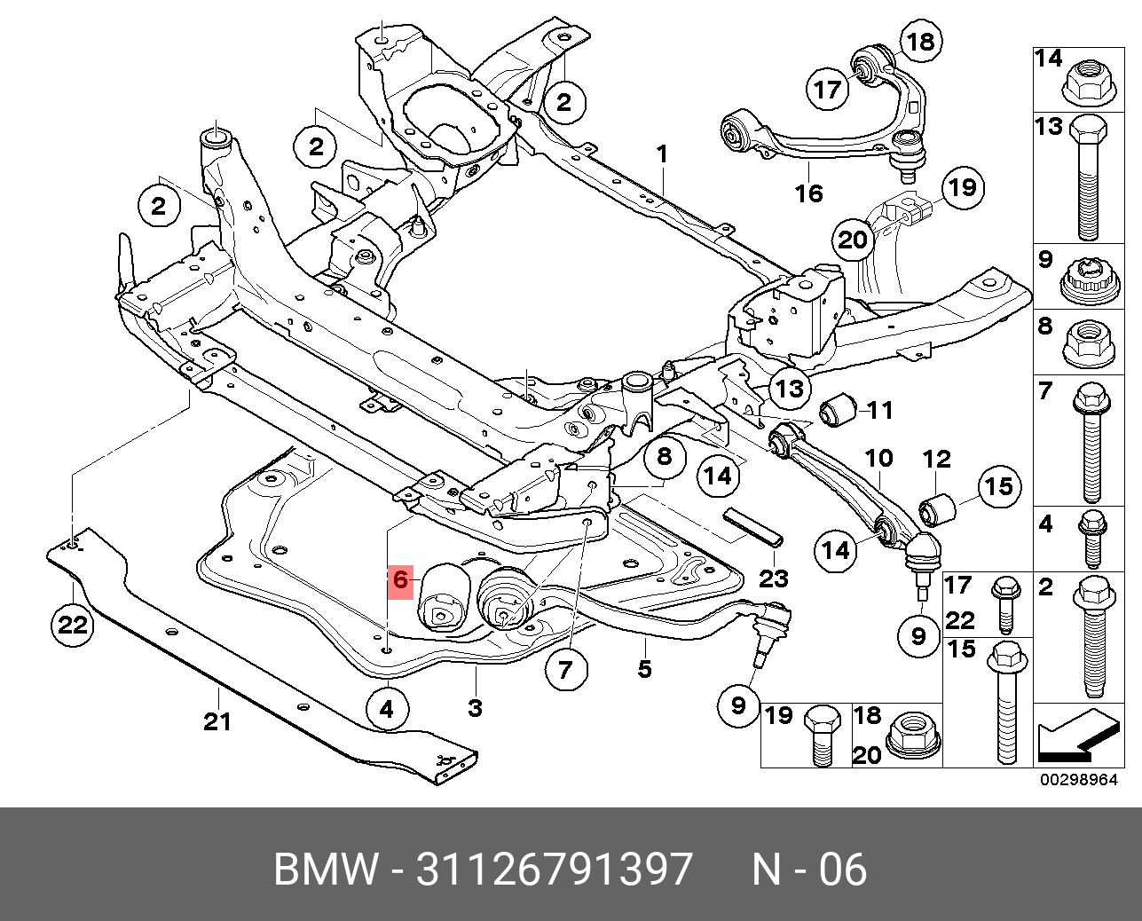 Сайлентблок поперечного рычага BMW e70/e71/e72 08- (усилен) | перед | - BMW 31 12 6 791 397