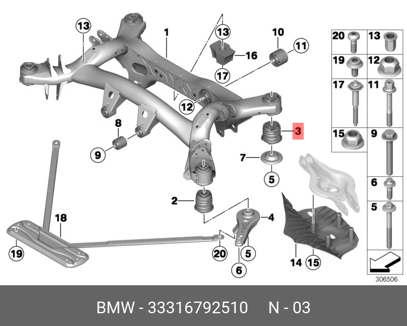 Сайлентблок балки моста  - BMW 33 31 6 792 510