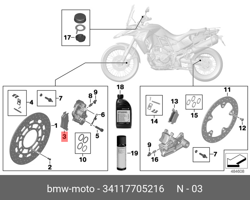 Комплект тормозных колодок, дисковый тормоз - BMW 34 11 7 705 216