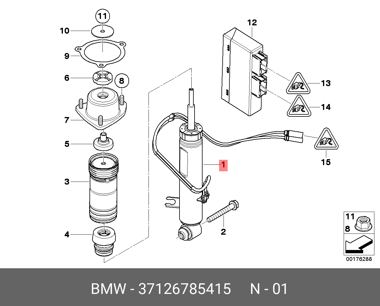 E70 амортизатор задний левый броня - BMW 37 12 6 785 415