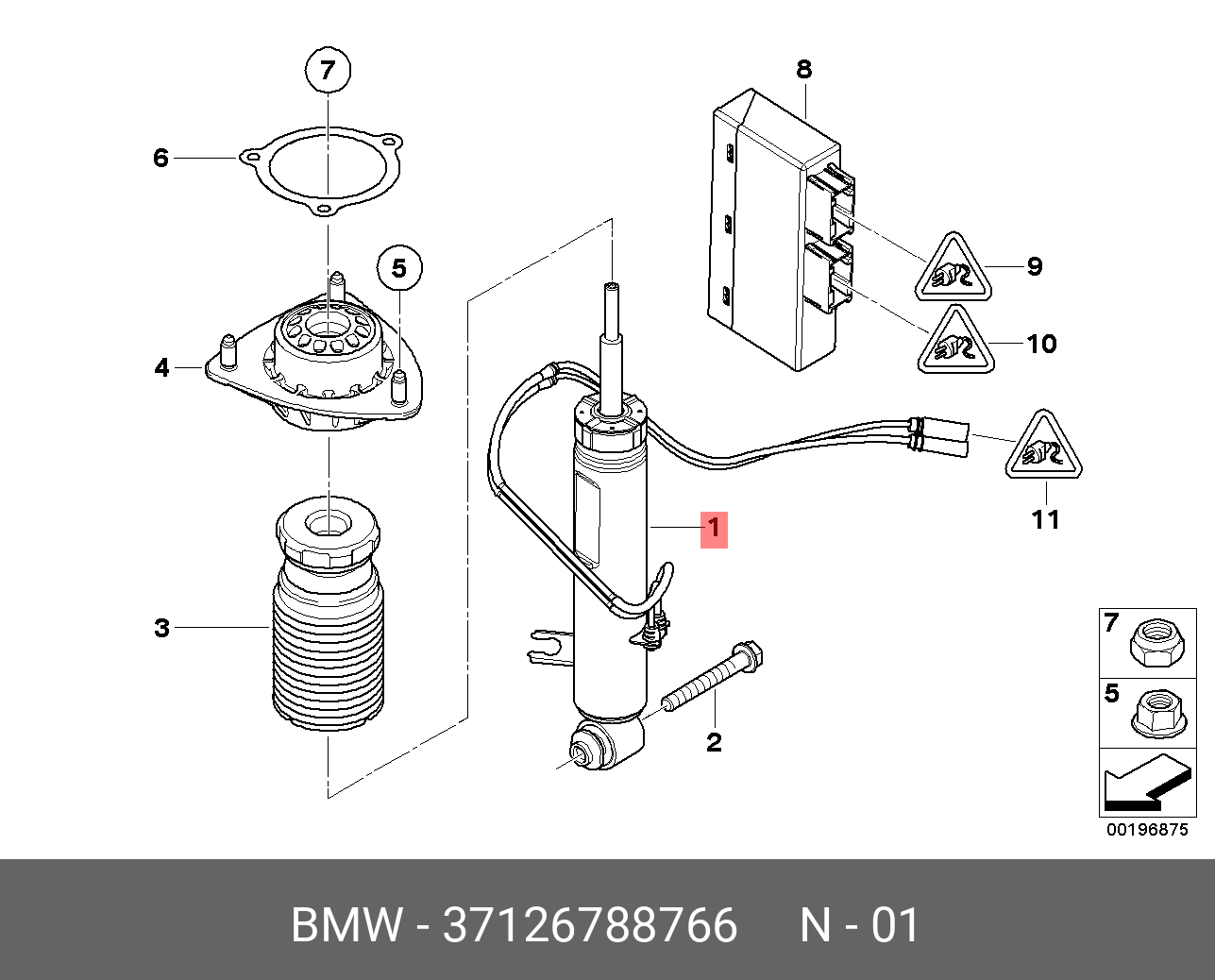 Амортизатор п Зд - BMW 37 12 6 788 766
