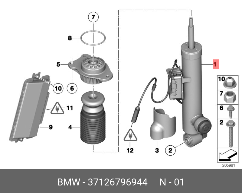 Амортизатор п Зд - BMW 37 12 6 796 944