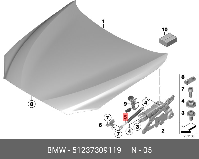 Амортизатор газовый багажника - BMW 51237309119