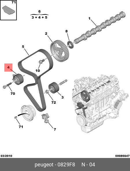 Ролик промежуточный ремня ГРМ - Citroen/Peugeot 0829.F8