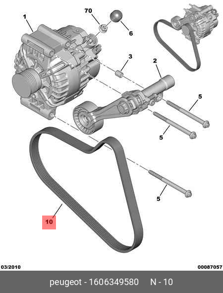Ремень приводной Peugeot 207 1.6t ep6dt-dts 06 - Citroen/Peugeot 1606349580