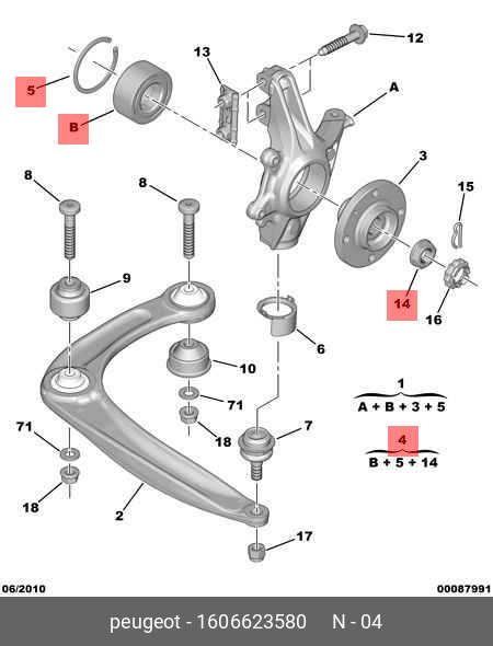 Подшипник ступицы колеса | перед | - Citroen/Peugeot 1606623580