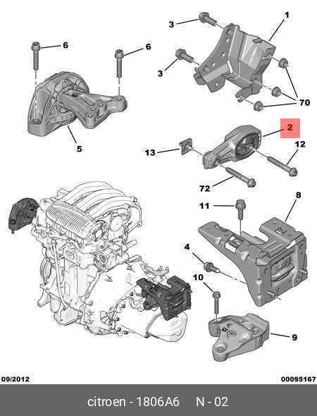 Подушка коробки передач | зад | - Citroen/Peugeot 1806.A6