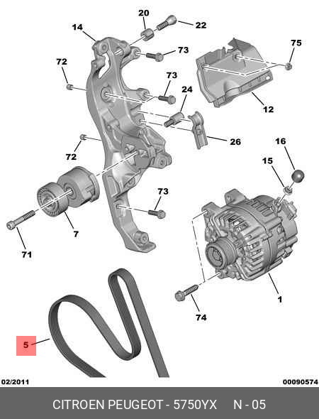 Ремень поликлиновый - Citroen/Peugeot 5750.YX