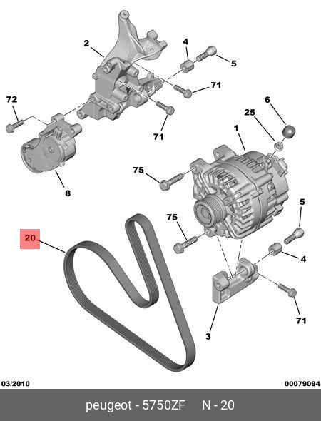 Ремень поликлиновый - Citroen/Peugeot 5750.ZF