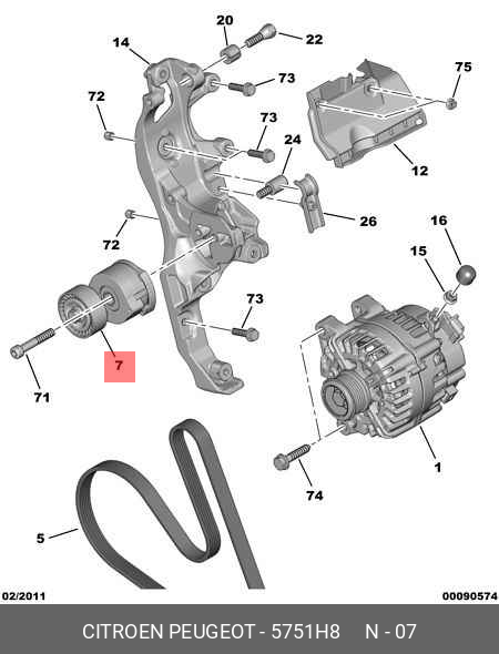 Натяжитель ремня навесного оборудования - Citroen/Peugeot 5751.H8