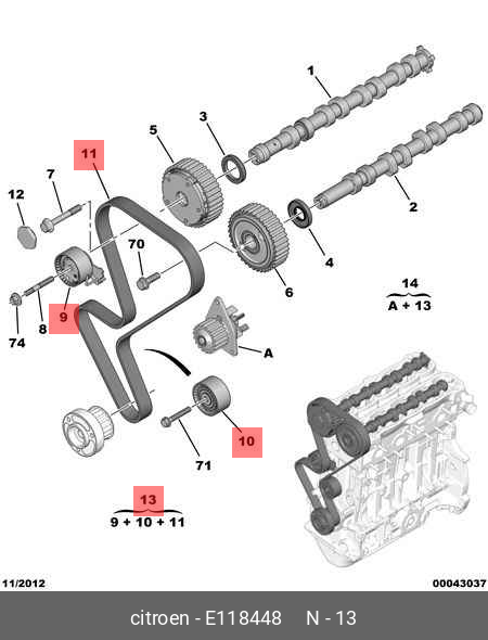 Механизм ГРМ (ремень ролики) EuroRepar - Citroen/Peugeot E118448