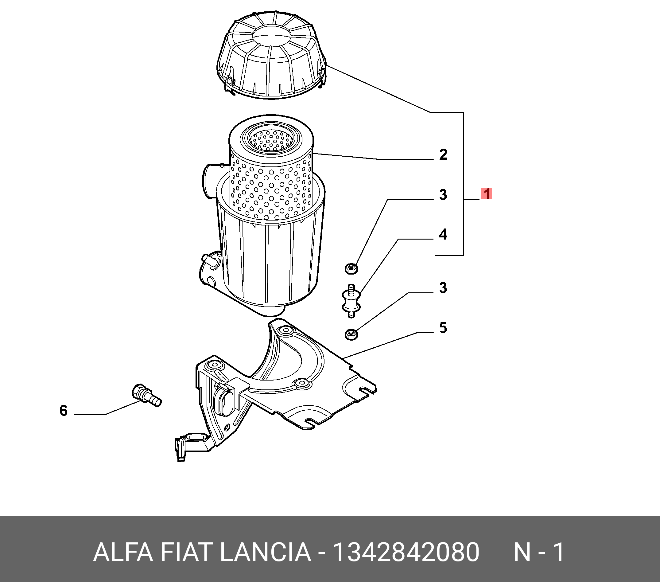 Фильтр воздушный - Fiat/Alfa/Lancia 1 342 842 080