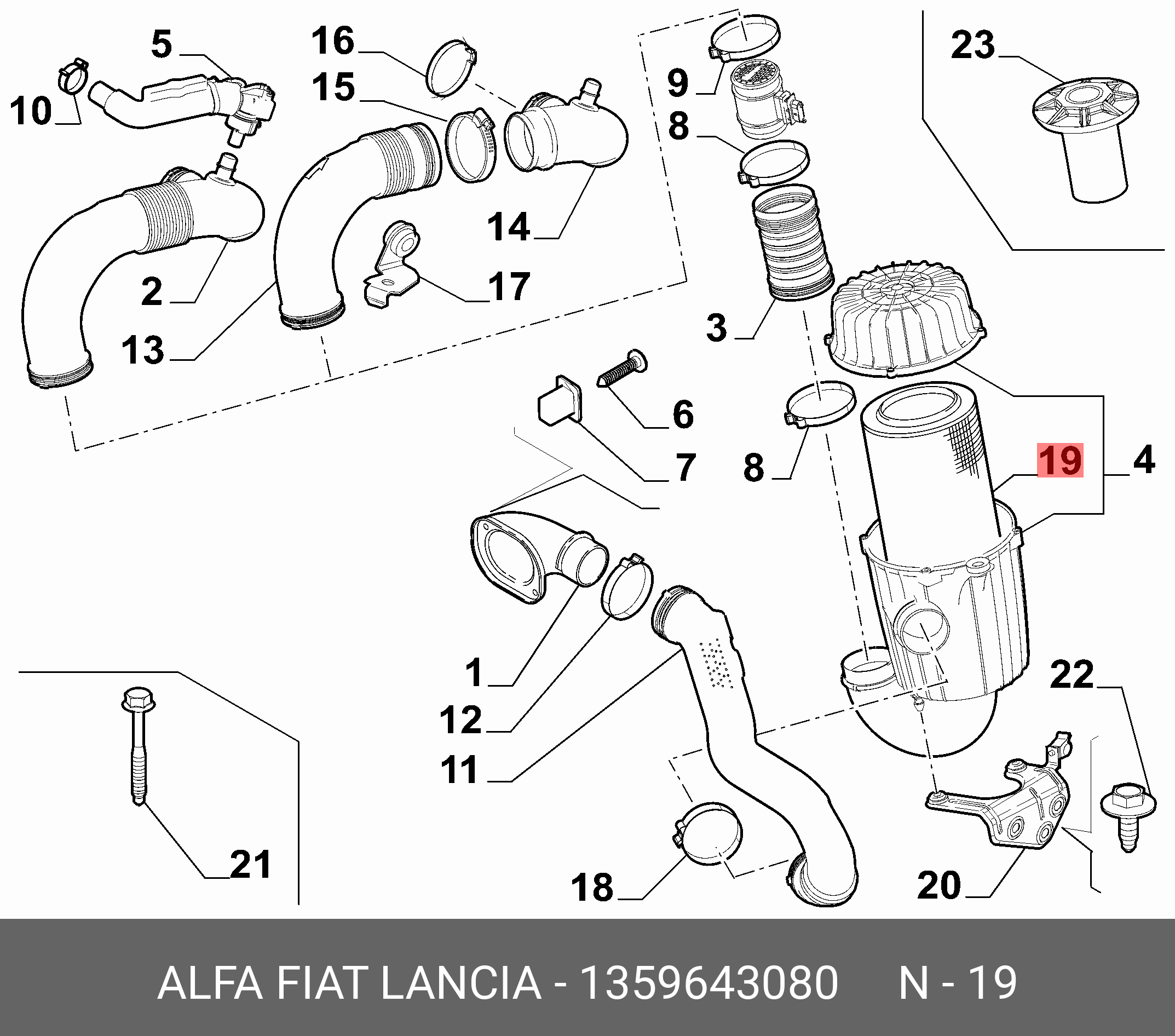 Фильтр воздушный - Fiat/Alfa/Lancia 1 359 643 080
