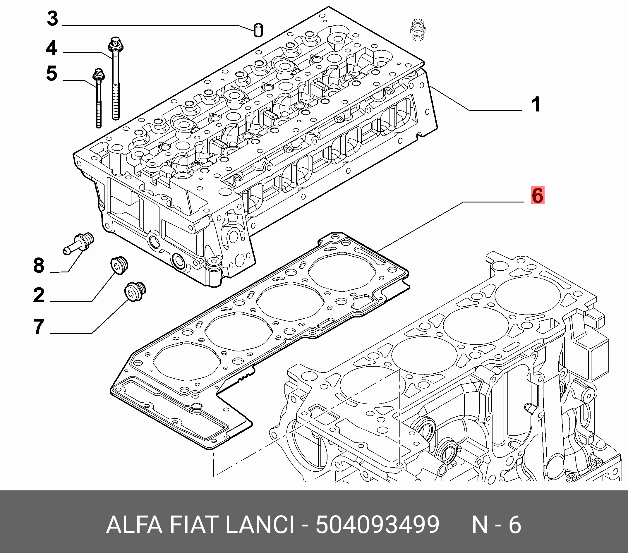 Уплотнение головки sp 1,20 - Fiat/Alfa/Lancia 504093499