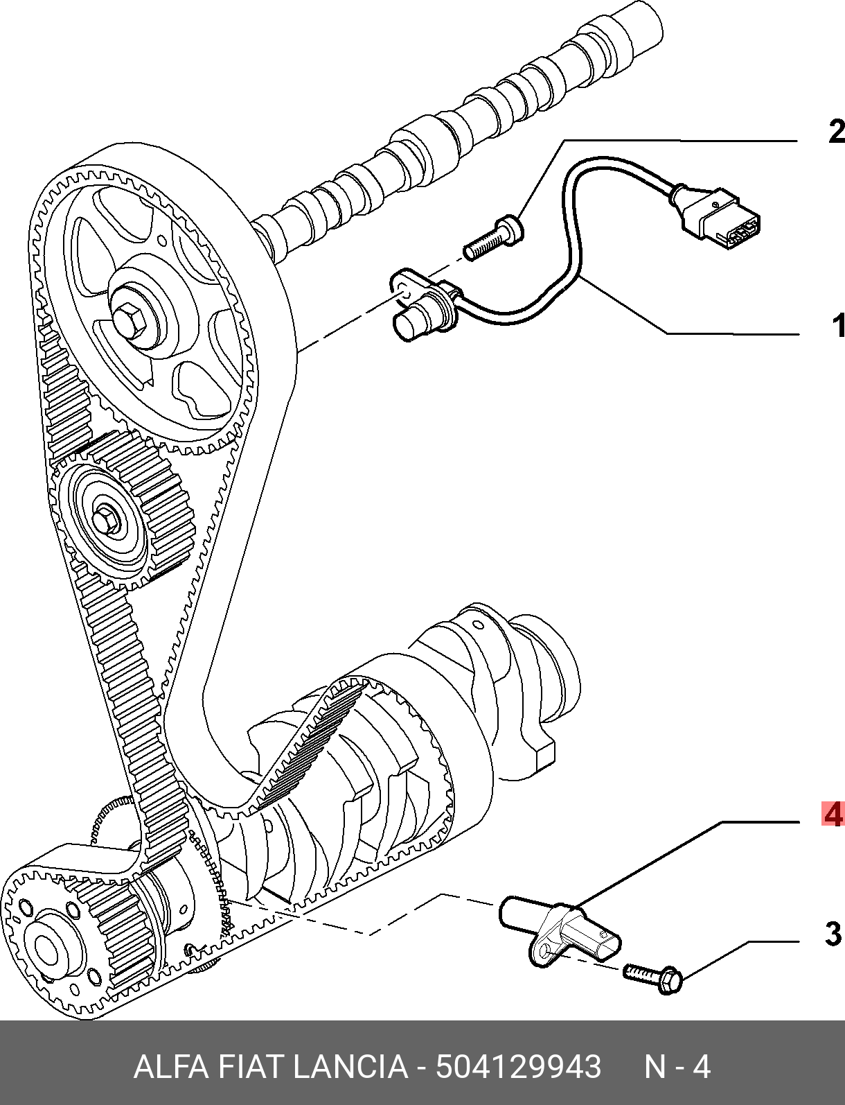 Датчик положения коленчатого вала - Fiat/Alfa/Lancia 504129943