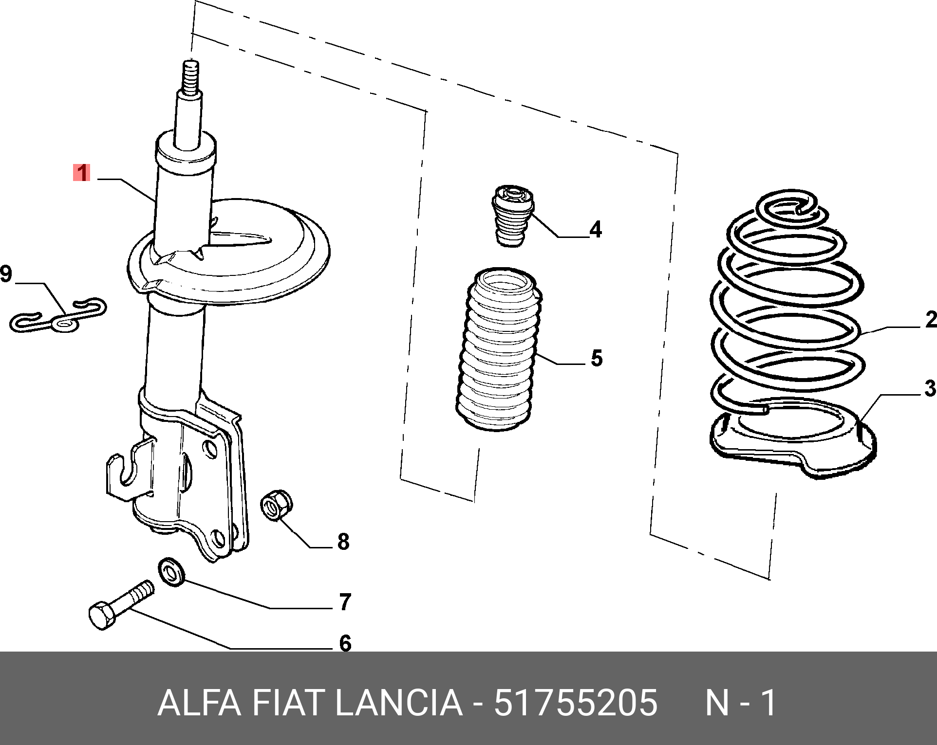 Стойка амортизаторная передняя - Fiat/Alfa/Lancia 51755205