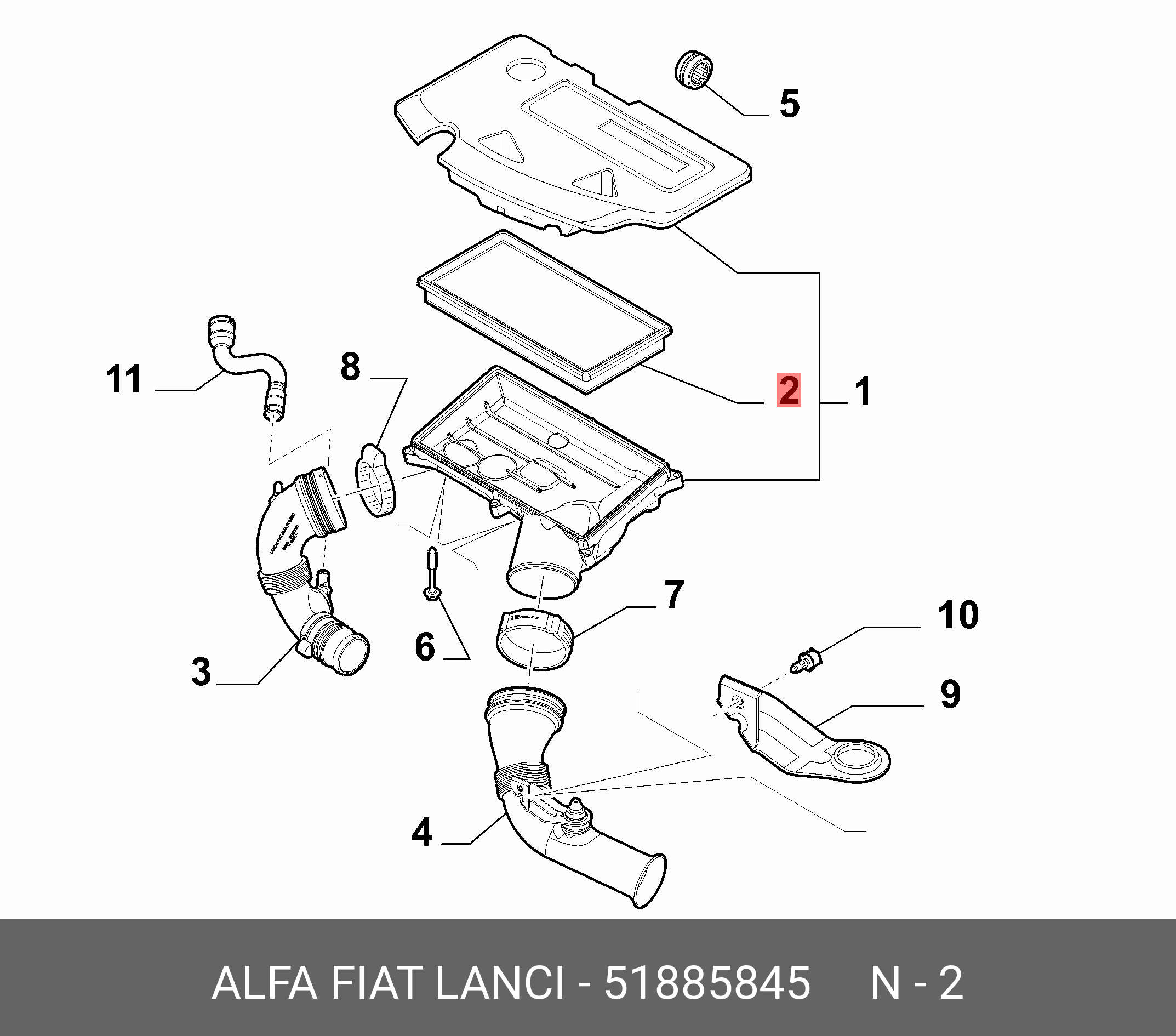 Фильтр воздушный - Fiat/Alfa/Lancia 5 188 5845