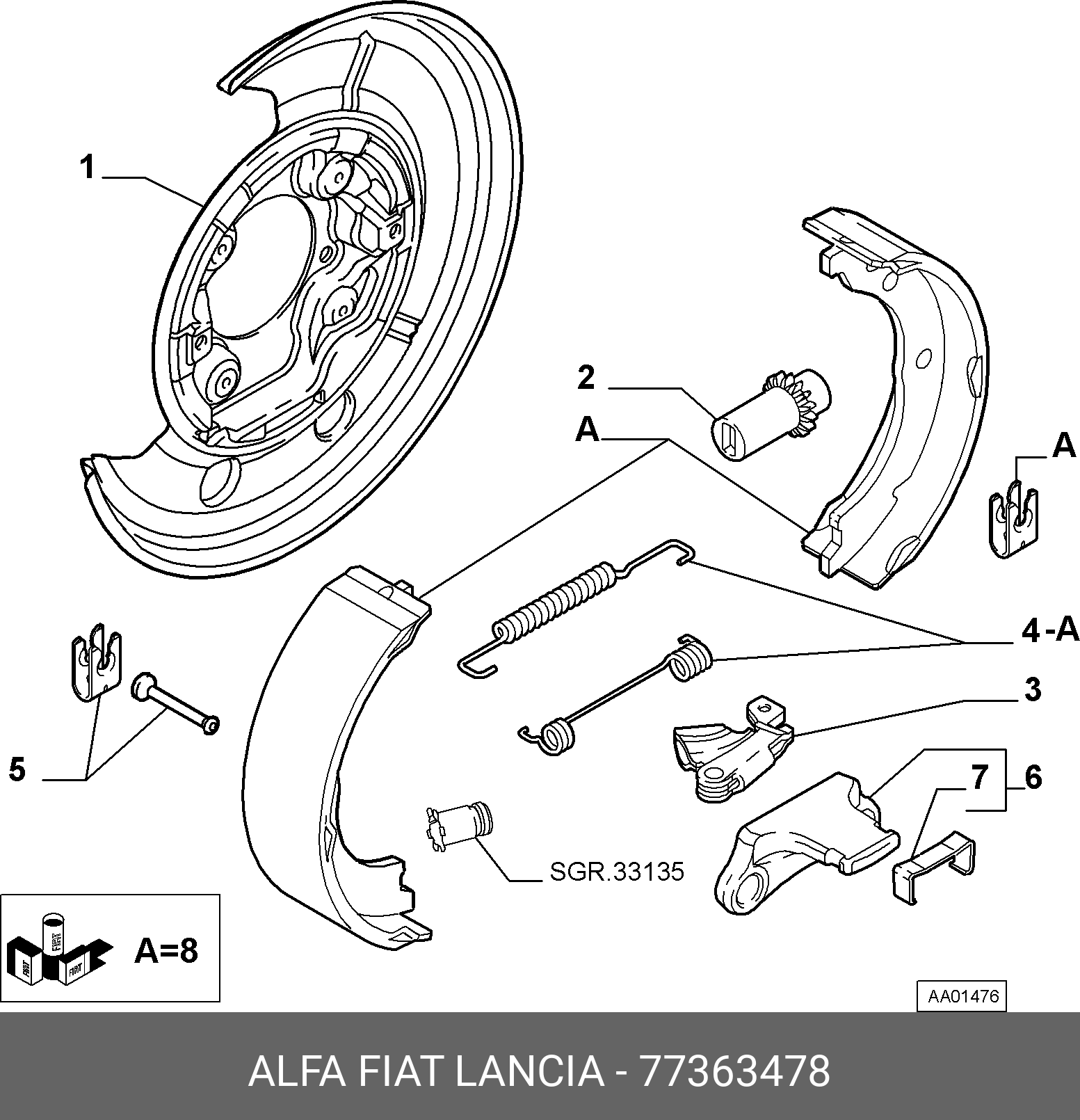 Колодки тормозные барабанные | зад | - Fiat/Alfa/Lancia 7 736 3478