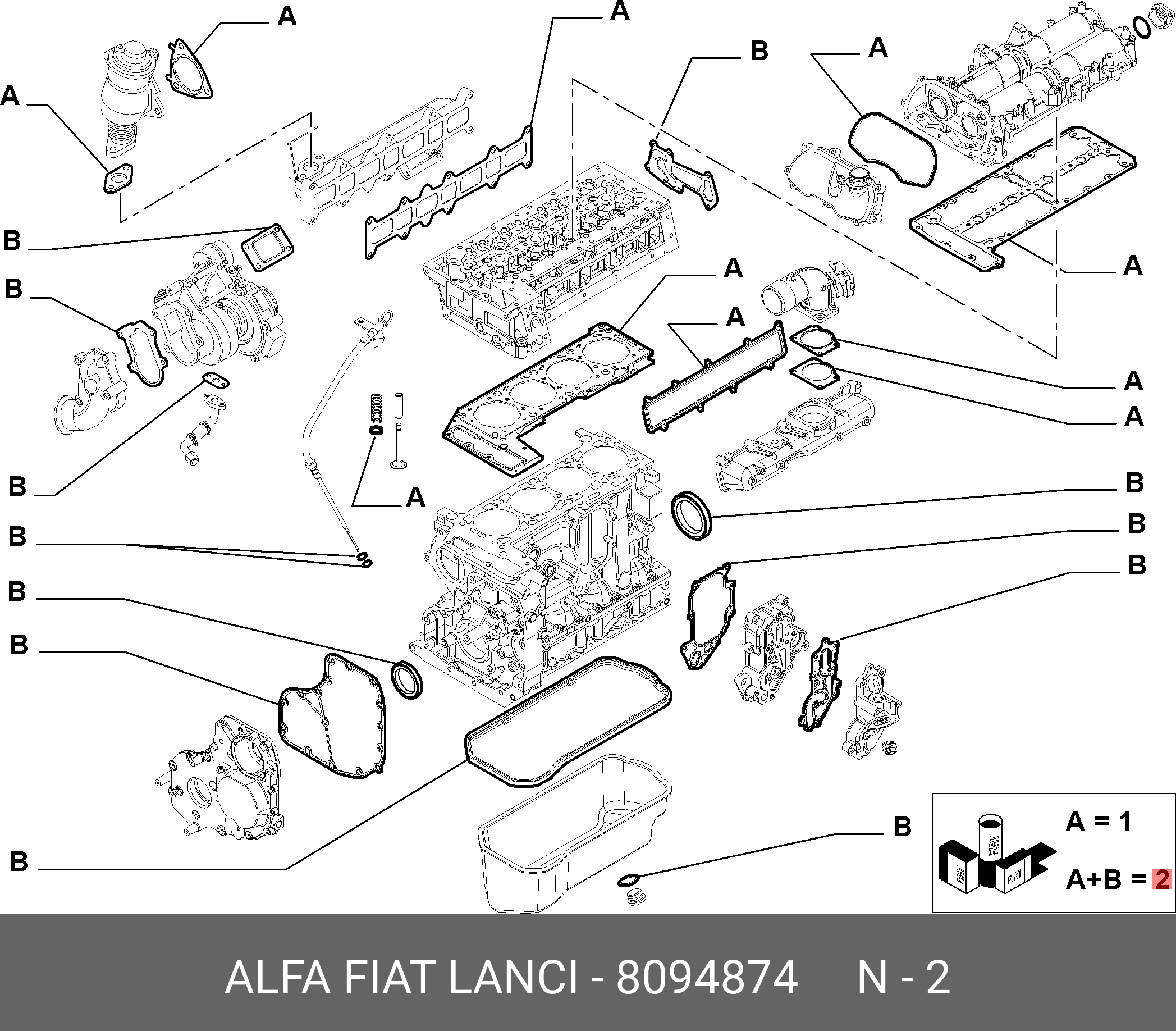 Прокладка двигателя - Fiat/Alfa/Lancia 8 094 874