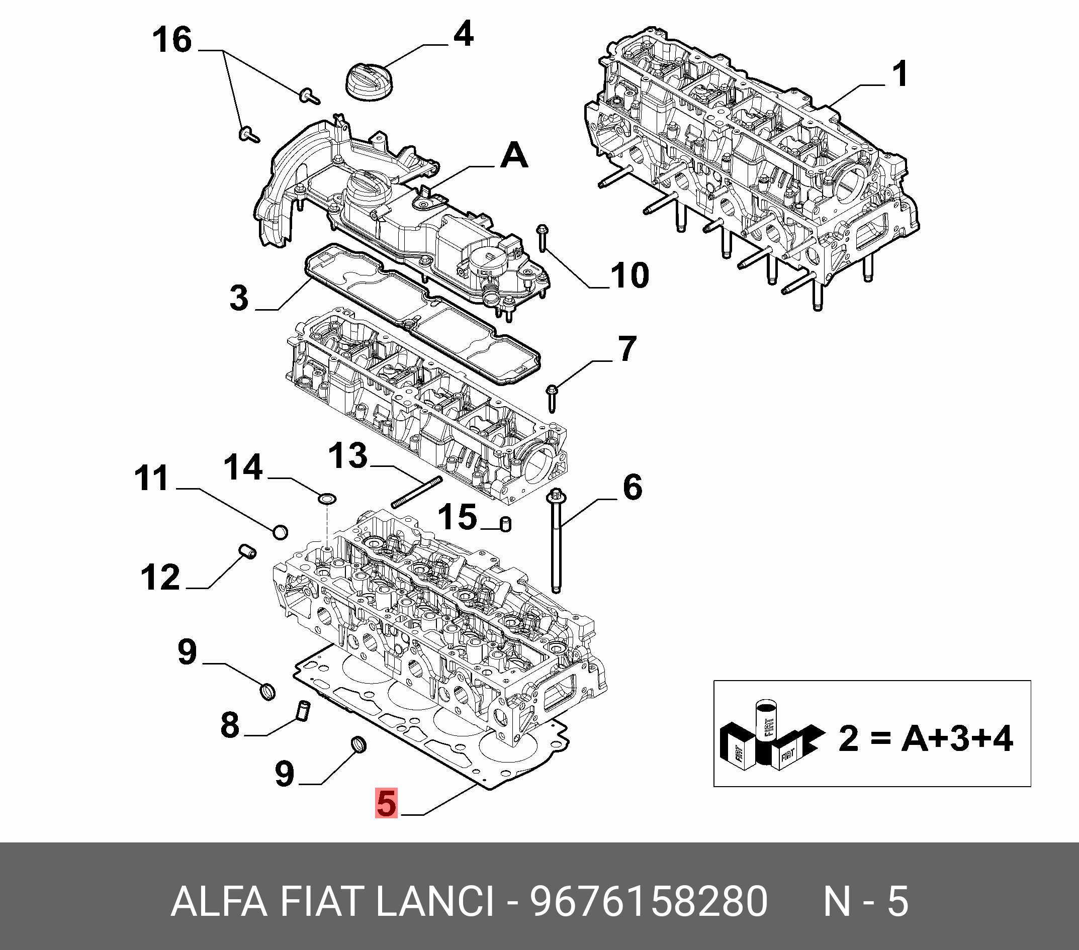 Прокладка головки блока цилиндров - Fiat/Alfa/Lancia 9 676 158 280