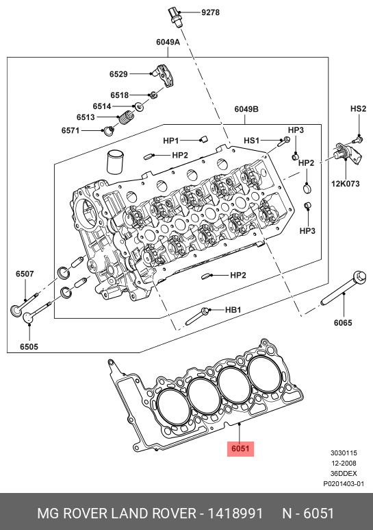 Прокладка ГБЦ левая (класс 2) 3.6d - Land Rover 1418991