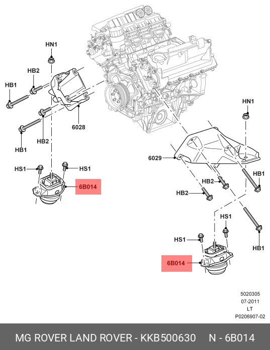 Подушка двигателя - Land Rover KKB 500630