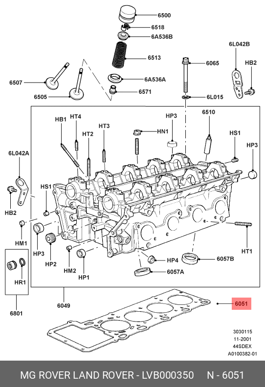 Прокладка головки цилиндров  - Land Rover LVB 000350