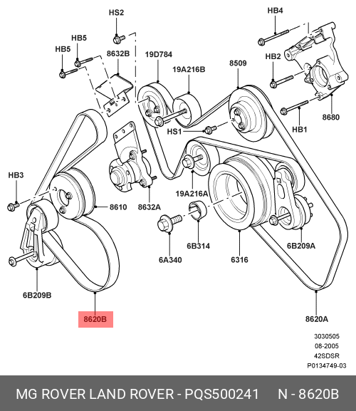 Ремень - Land Rover PQS 500241