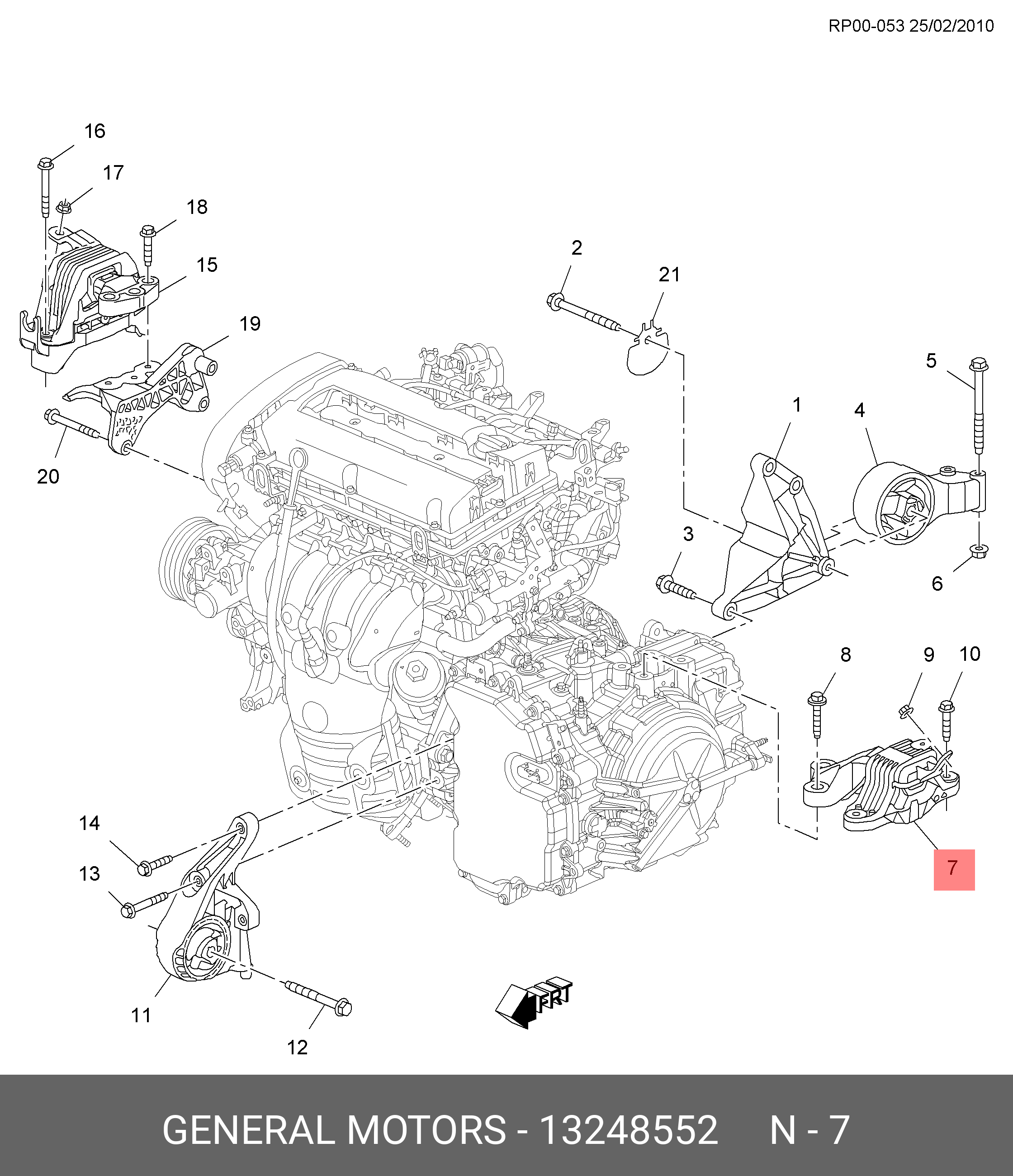 Опора коробки передач левая M/T - GM 13248552