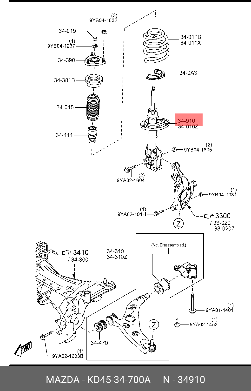 Амортизатор | перед прав | - Mazda KD45-34-700A