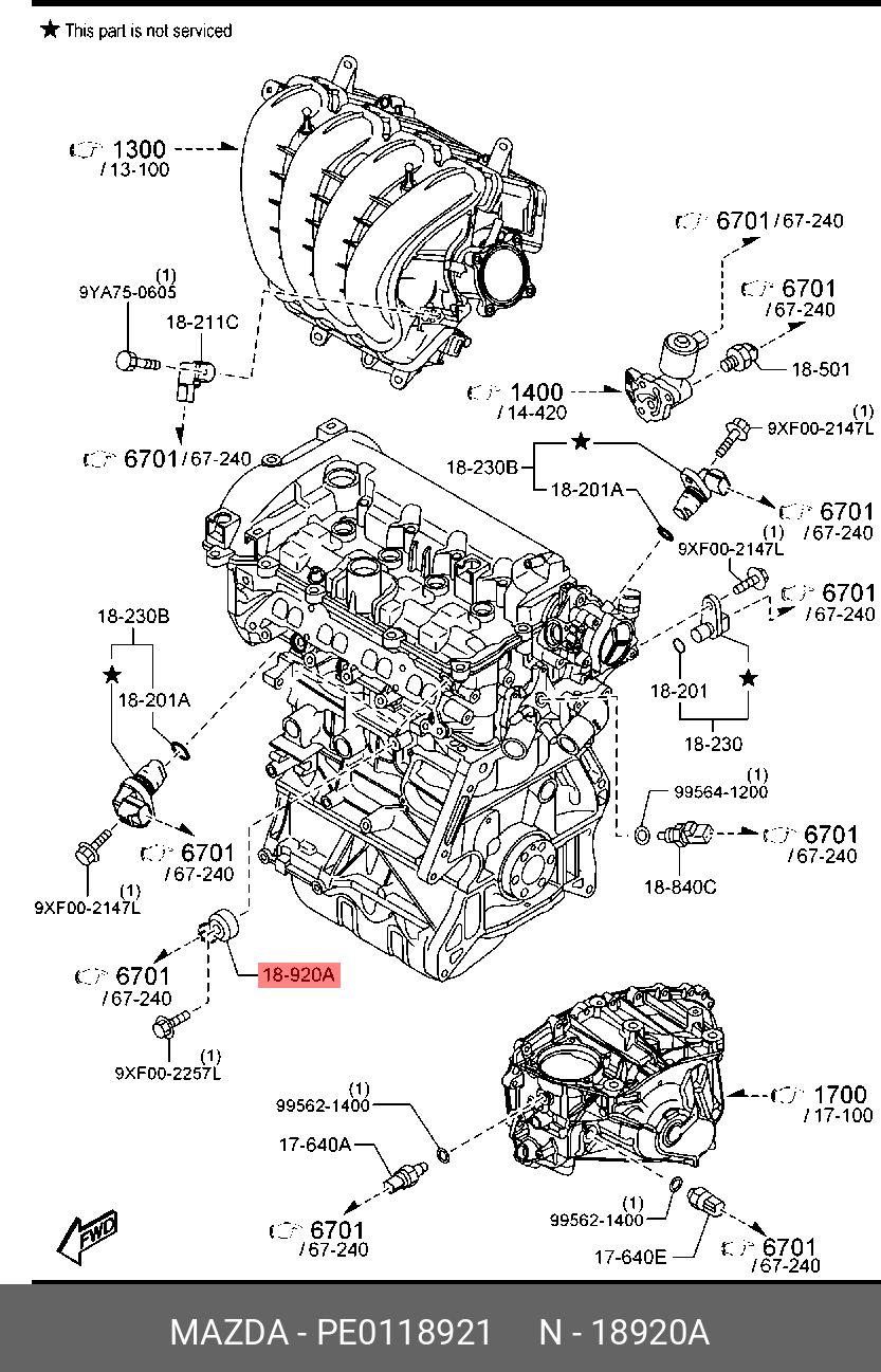 Датчик детонации - Mazda PE01-18-921