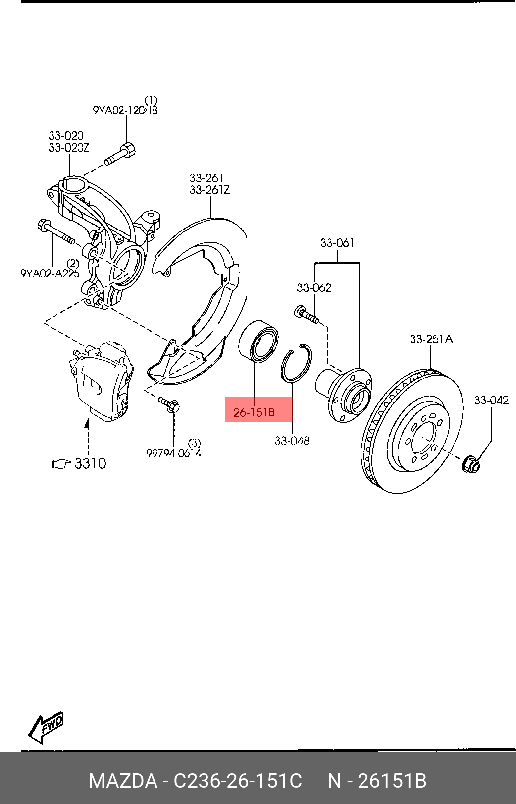 Комплект подшипника ступицы колеса | перед | - Mazda C236-26-151C