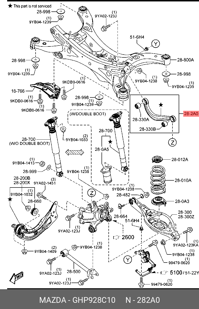 Рычаг подвески | зад лев | - Mazda GHP9-28-C10