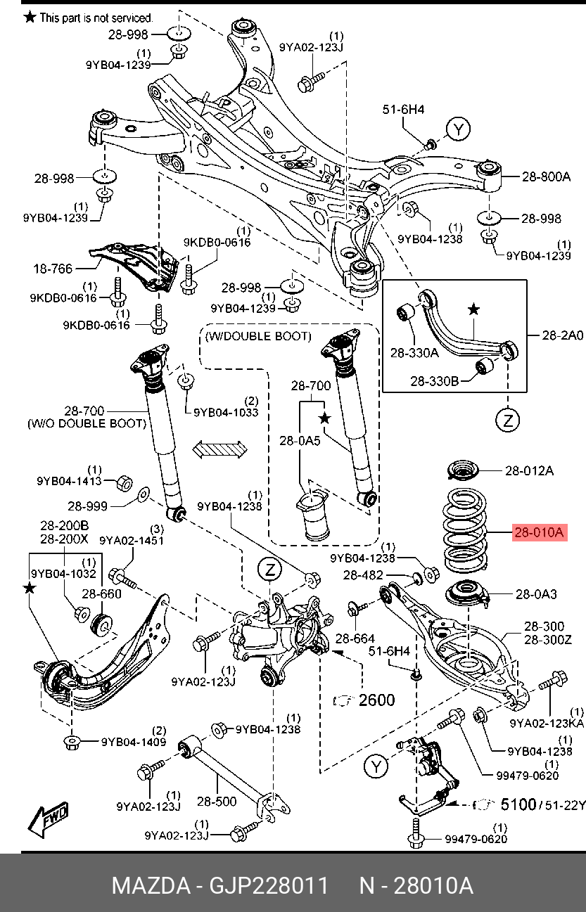 Пружина ходовой части | зад | - Mazda GJP2-28-011