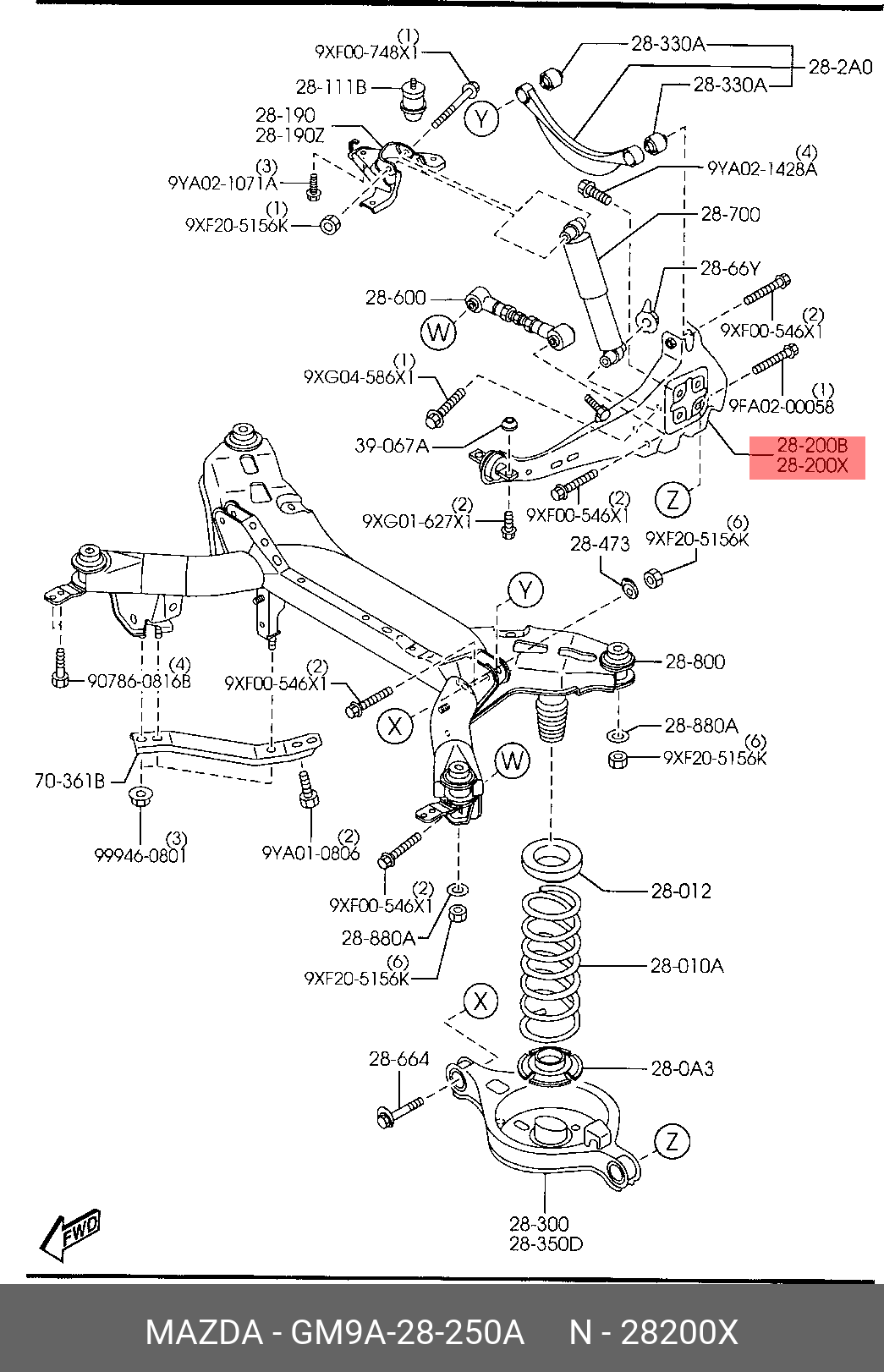 Рычаг подвески левый - Mazda GM9A-28-250A