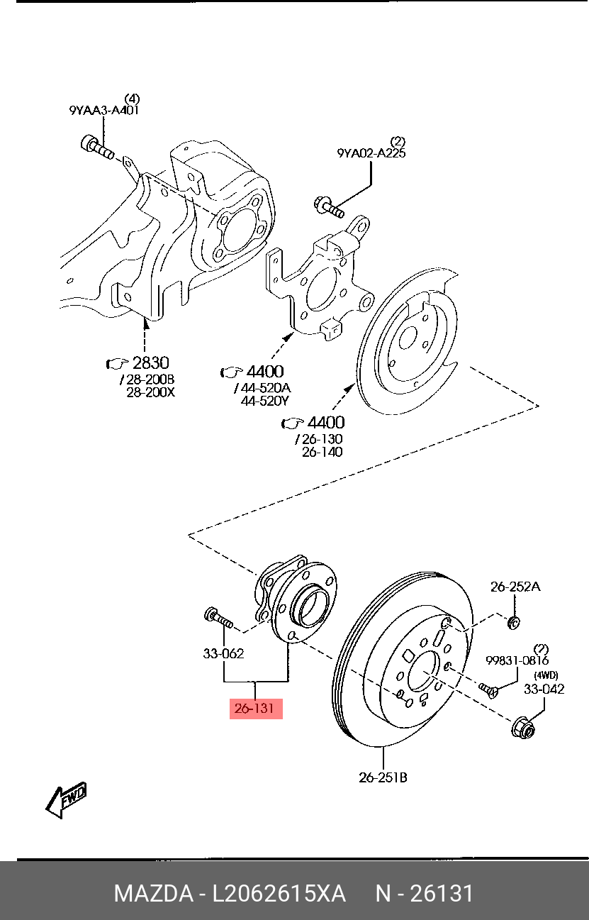 Комплект подшипника ступицы колеса | зад лев | - Mazda L206-26-15XA