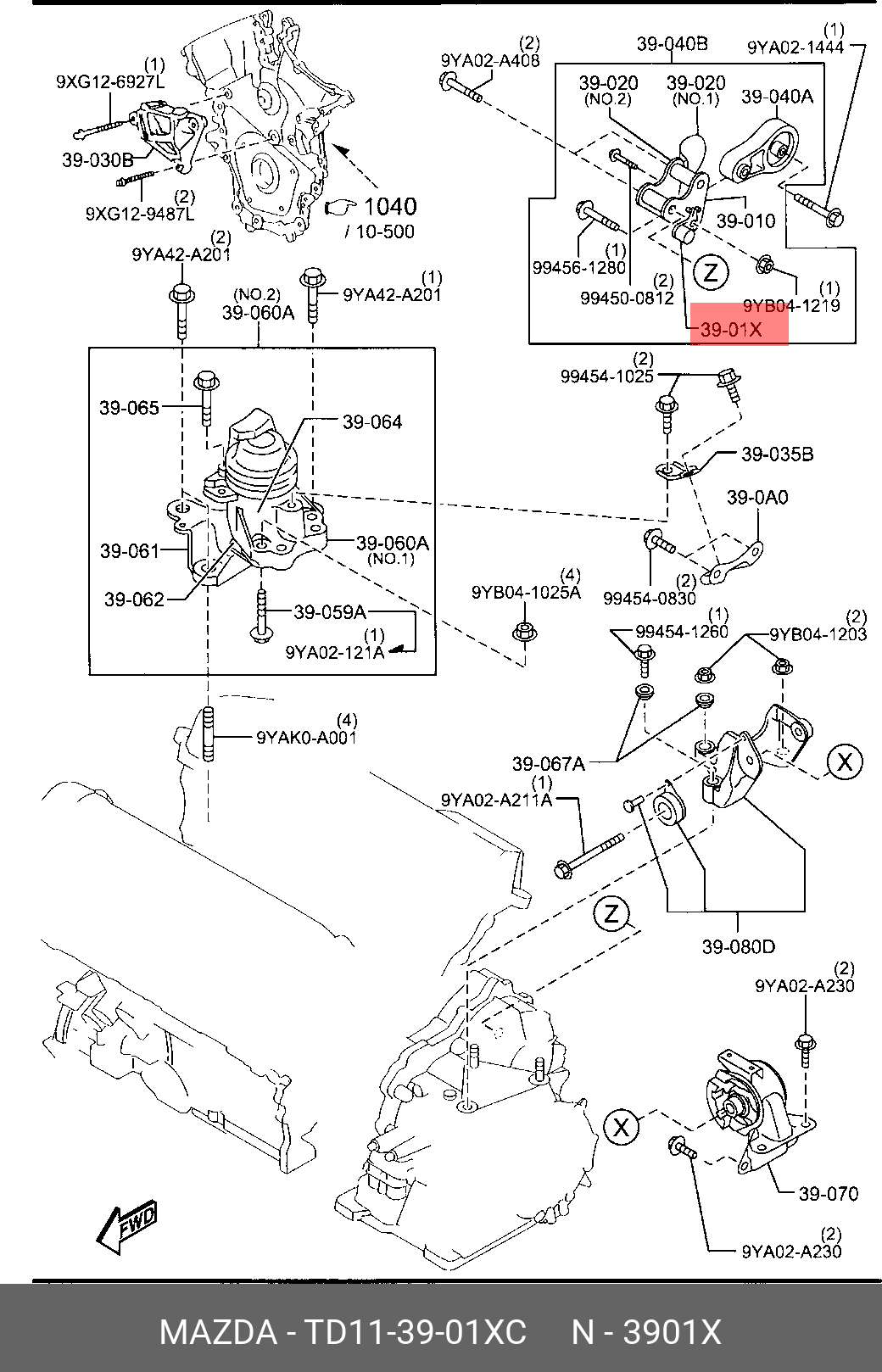 Подушка двигателя - Mazda TD11-39-01XC