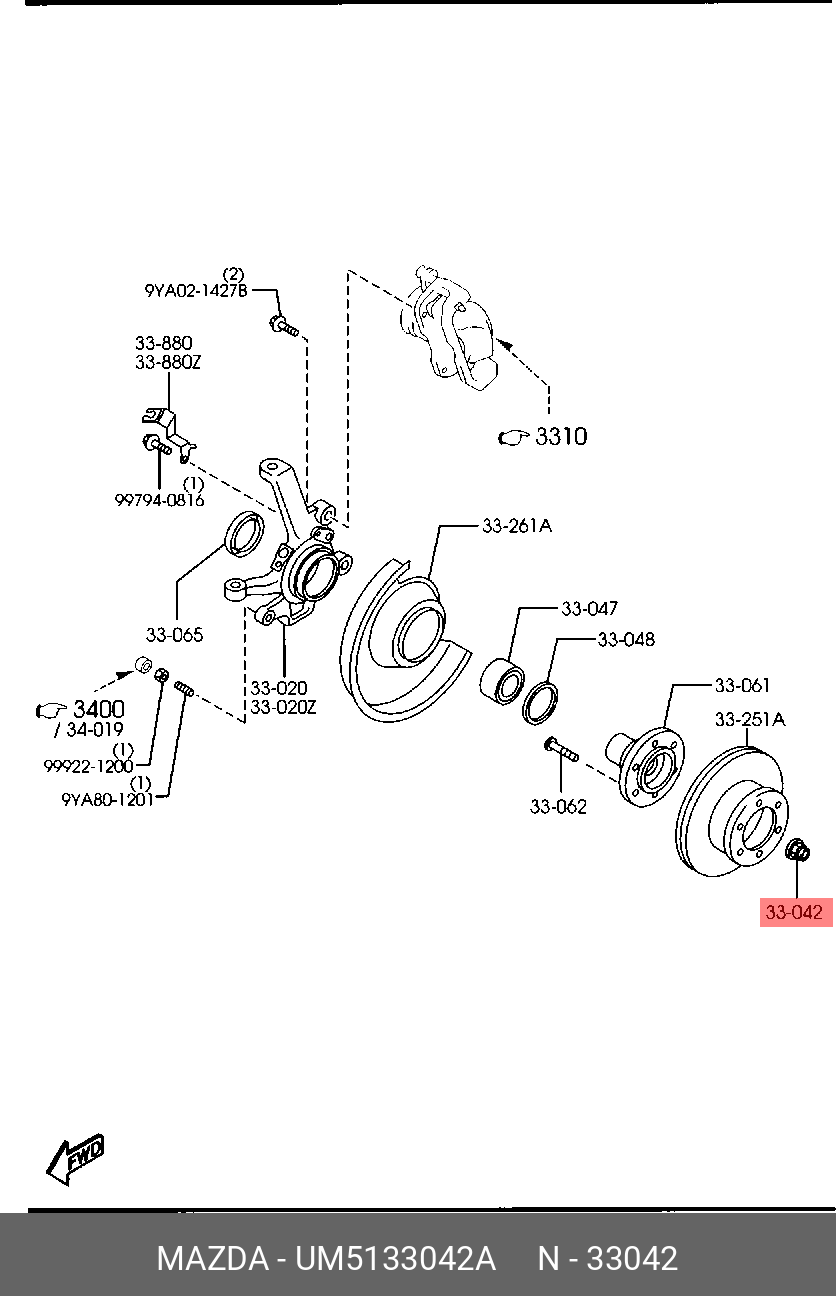 Комплект подшипника ступицы колеса - Mazda UM51-33-042A