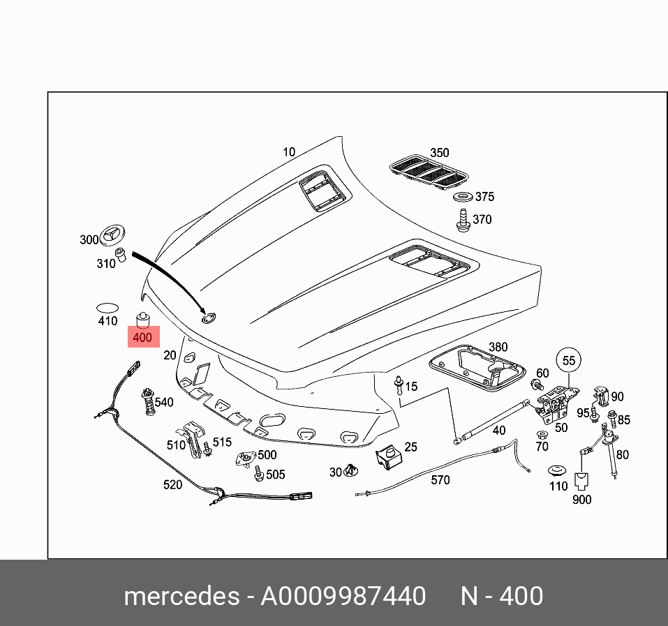Упор капота - Mercedes A 000 998 74 40