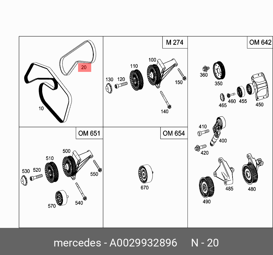 Ремень поликлиновый - Mercedes A 002 993 28 96